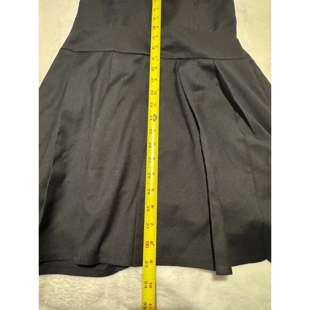 Divided H&M Fit & Flare Black Mini Dress Pleated Halter Skater Dress Size M - Picture 6 of 8